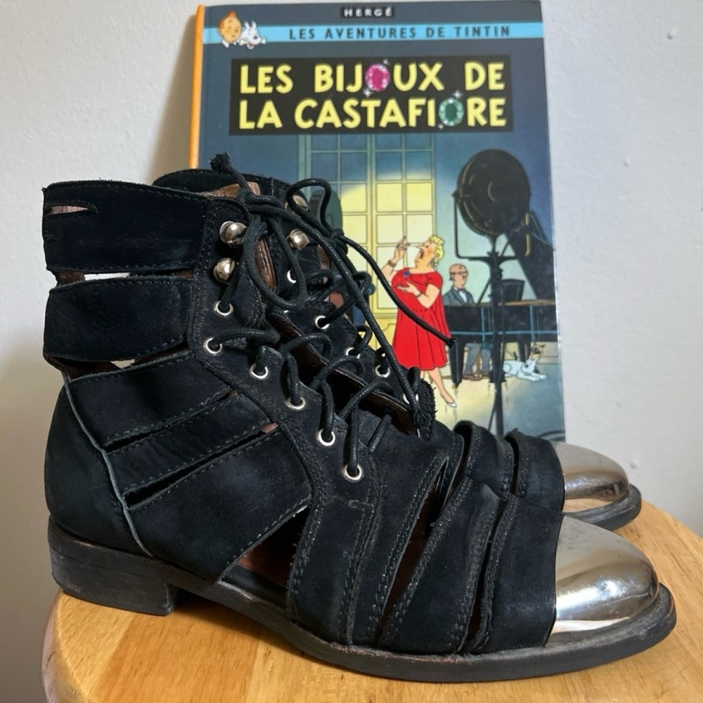 Jeffrey Campbell Black and Silver Ankle Boots